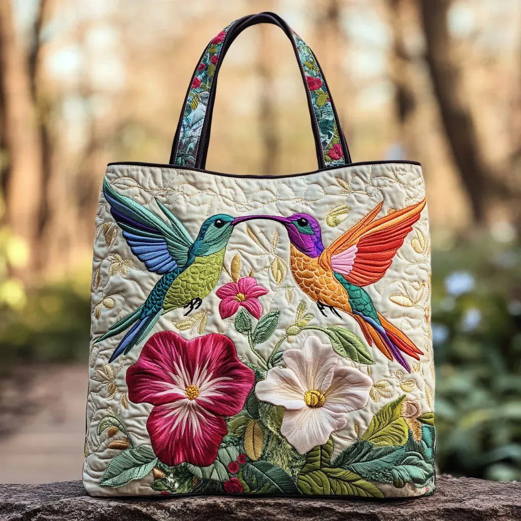 Haftowana Torba Vintage "Kolibry i Hibiskus" — Egzotyczna