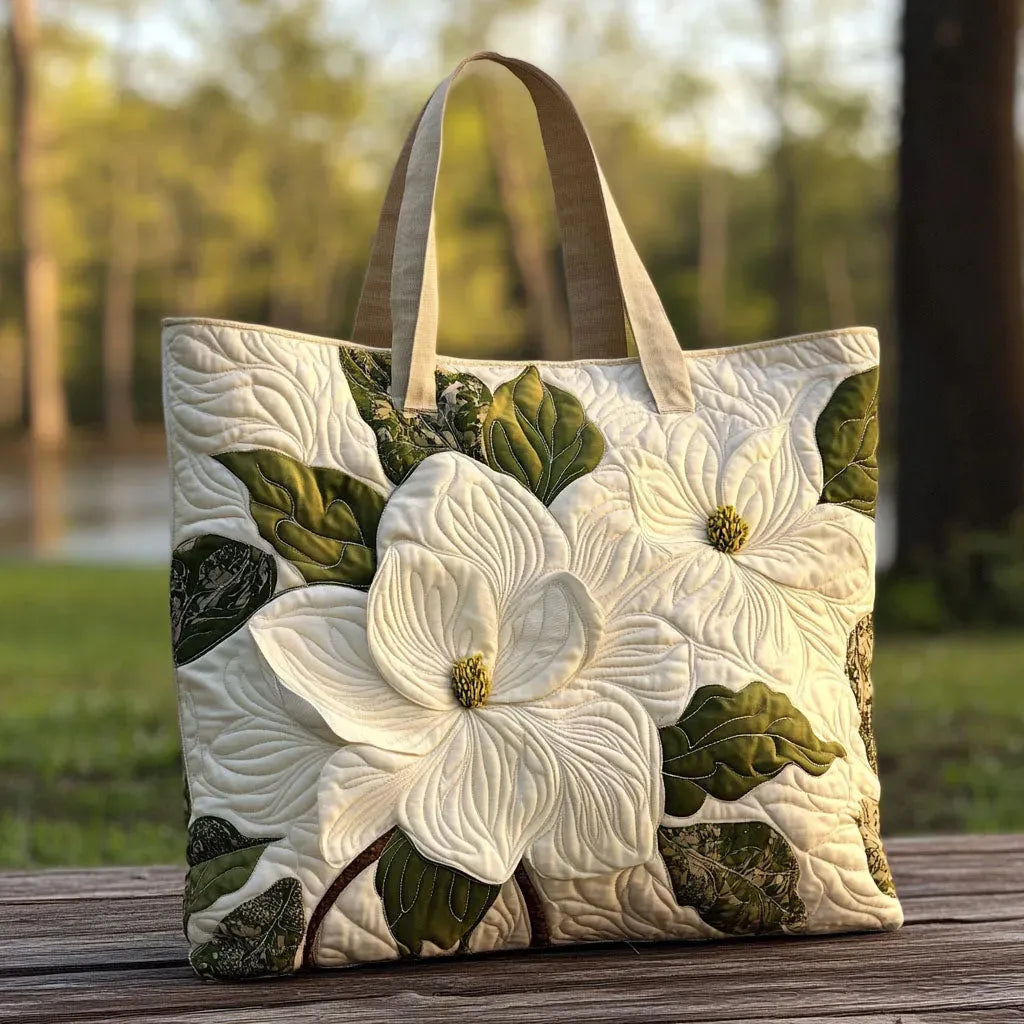 Haftowana Torba Vintage "Białe Magnolie" — Klasyczna