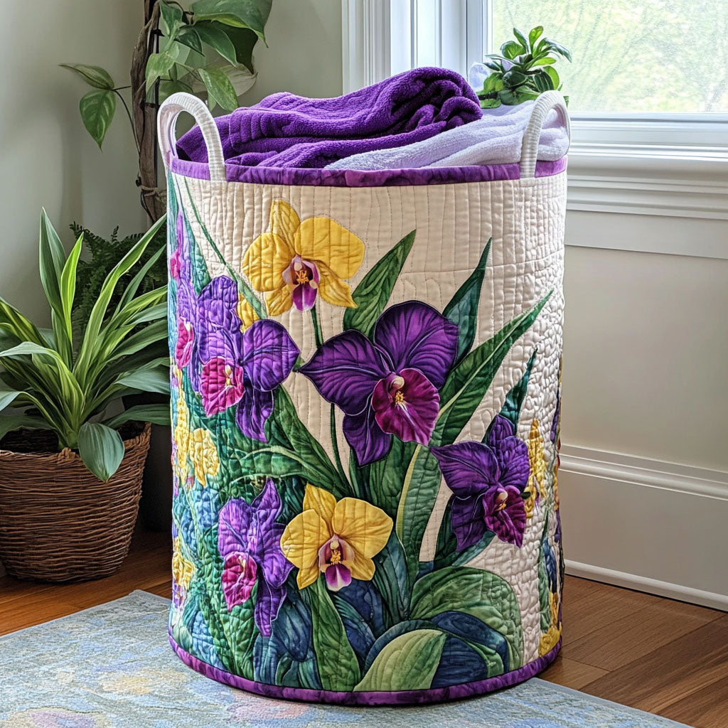 Kosz na pranie "Zachód Słońca" z Orchideami