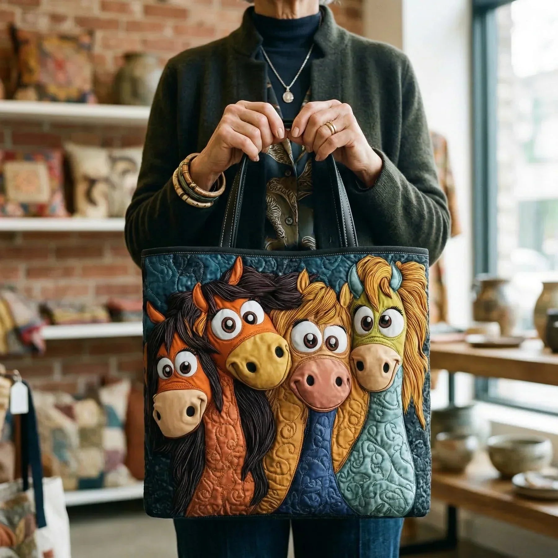 Haftowana Torba Vintage "Wesołe Konie" — Folkowa