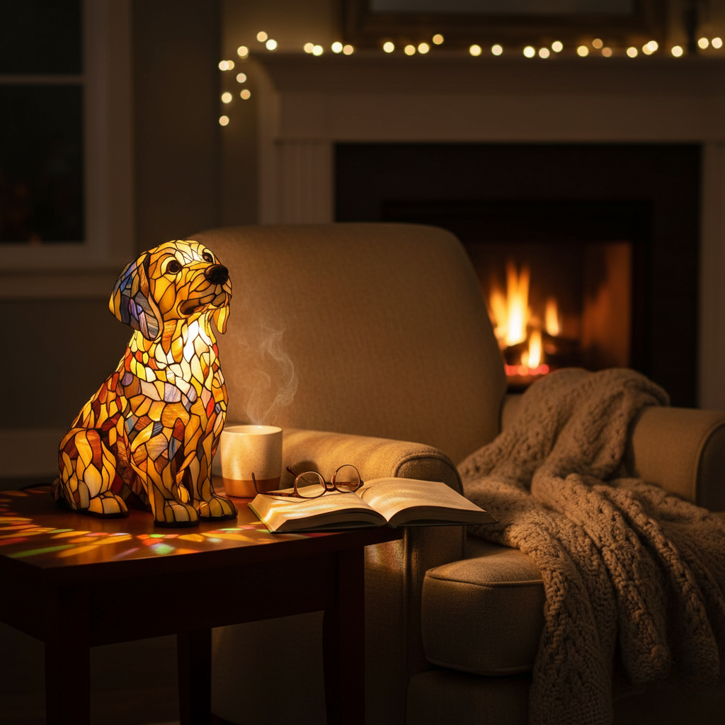 Witrażowy Golden Retriever