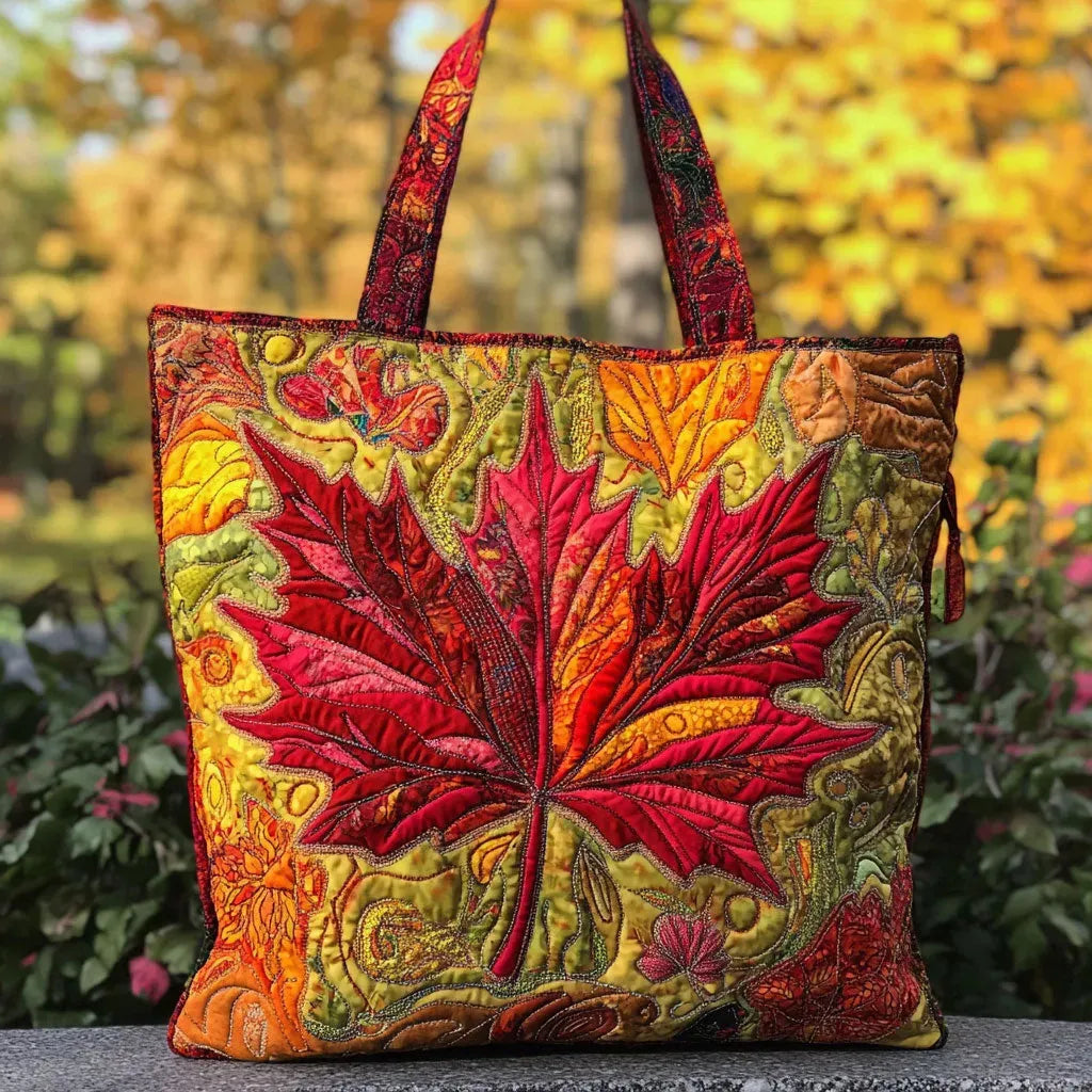 Haftowana Torba Vintage "Liść Klonu" — Jesienna